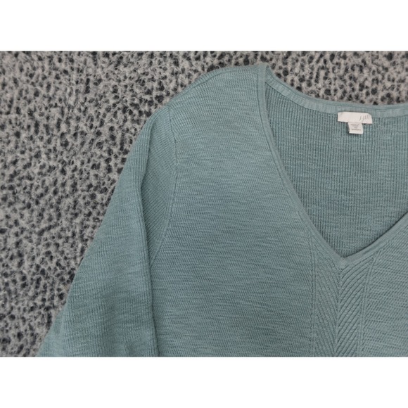 J. Jill Womens 4X Seafoam Green V-Neck A-Line Textured Knit Pullover Sweater - Picture 2 of 11